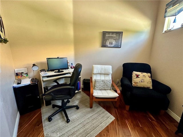 5836 Indian Canyon Dr, Banning, CA 92220 - office featuring wood finished floors and baseboards
