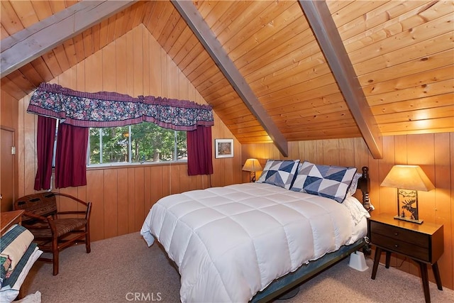 535 Pioneer Rd, Lake Arrowhead, CA 92352 - carpeted bedroom featuring wood ceiling and wood walls