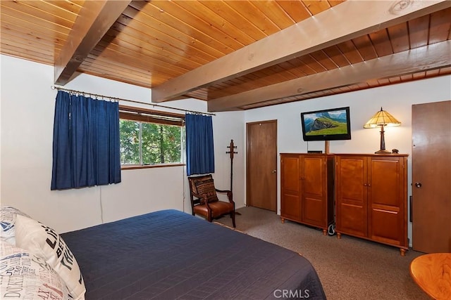 535 Pioneer Rd, Lake Arrowhead, CA 92352 - bedroom with a wood ceiling with exposed beams