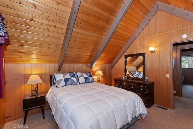 535 Pioneer Rd, Lake Arrowhead, CA 92352 - carpeted bedroom featuring wooden ceiling and wooden walls