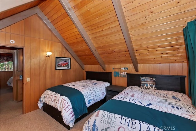 535 Pioneer Rd, Lake Arrowhead, CA 92352 - carpeted bedroom featuring wood ceiling and wooden walls