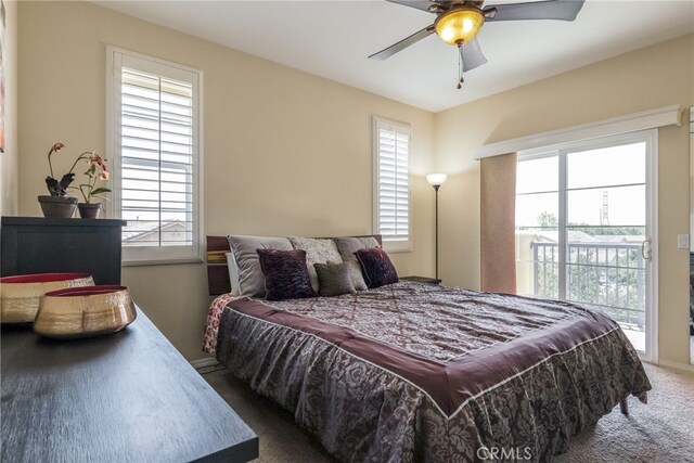 28426 Herrera St, Valencia, CA 91354 - bedroom featuring carpet floors, access to outside, and a ceiling fan