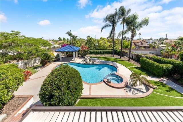 8093 Banyan St, Rancho Cucamonga, CA 91701 - view of pool with a gazebo and a pool with connected hot tub