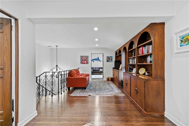 3101 San Gabriel Ave, Glendale, CA 91208 - sitting room featuring wood finished floors, an upstairs landing, recessed lighting, and baseboards