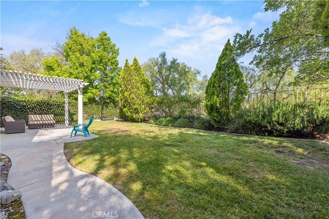 27523 Wellington Ct, Valencia, CA 91354 - view of grassy yard with a pergola and a patio area