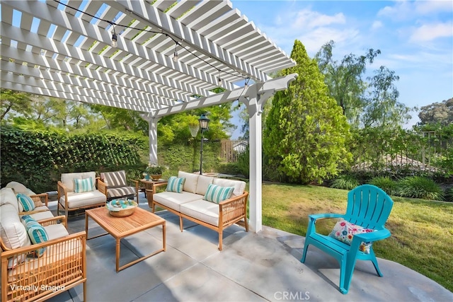 27523 Wellington Ct, Valencia, CA 91354 - view of patio / terrace with an outdoor hangout area and a pergola