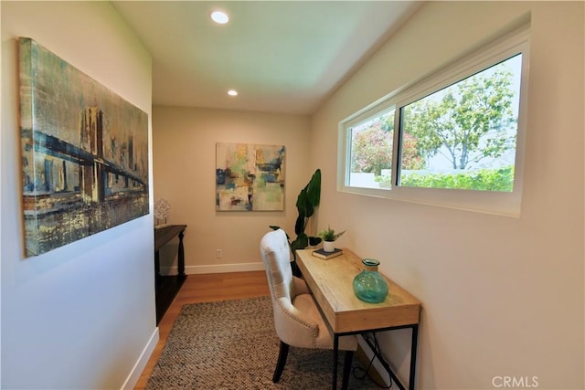 2821 Tucker Ln, Rossmoor, CA 90720 - home office featuring wood finished floors, recessed lighting, and baseboards