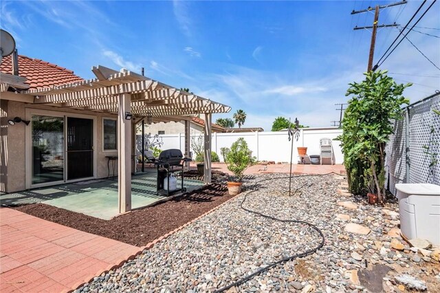 26834 Pinckney Way, Menifee, CA 92586 - fenced backyard with a pergola, a patio area, and a grill