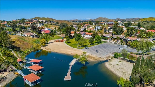 31864 Railroad Canyon Rd Unit 6 D, Canyon Lake, CA 92587 - aerial view of property's location with a water and mountain view and nearby suburban area