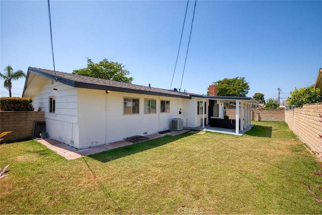 14752 Donegal Dr, Garden Grove, CA 92844 - rear view of property featuring central AC unit, a chimney, and a patio area