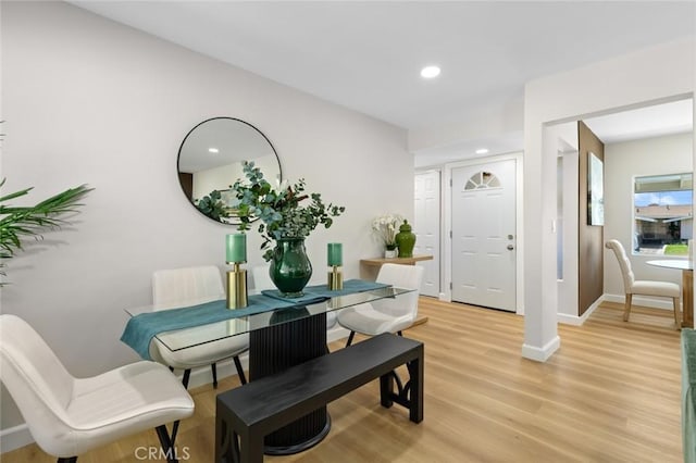 14752 Donegal Dr, Garden Grove, CA 92844 - dining space with baseboards, light wood-style flooring, and recessed lighting