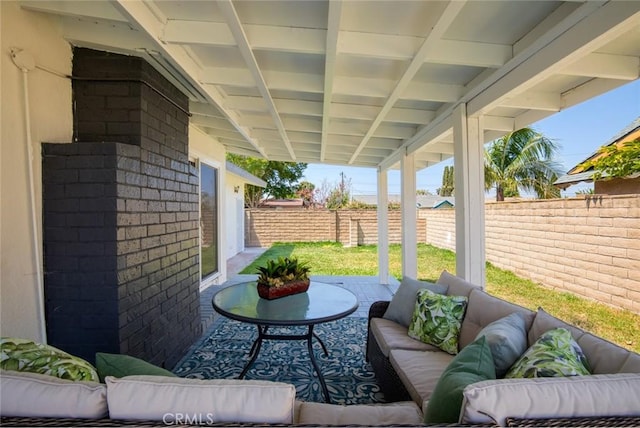 14752 Donegal Dr, Garden Grove, CA 92844 - fenced backyard featuring an outdoor hangout area and a patio area