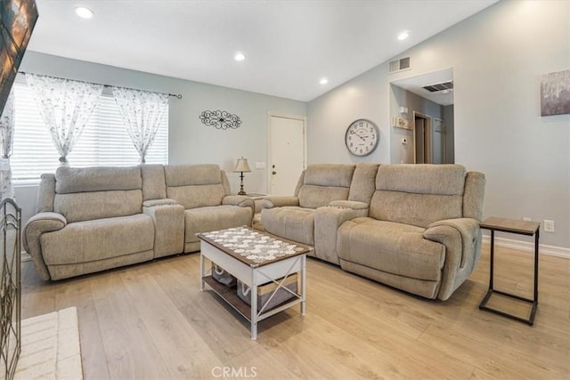 12724 Lucerne Ct, Rancho Cucamonga, CA 91739 - living area with lofted ceiling, light wood-style floors, recessed lighting, and baseboards