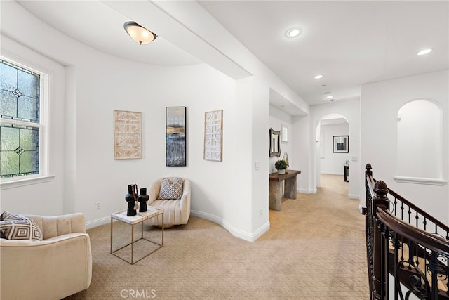 4 Dennis Ln, Ladera Ranch, CA 92694 - living area with light colored carpet, arched walkways, and recessed lighting