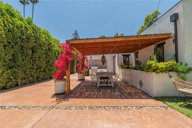 11101 Blix St, Toluca Lake, CA 91602 - view of patio / terrace with outdoor dining space and a pergola