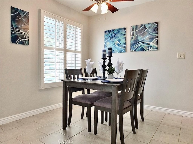 1039 E Appleton St Unit 2, Long Beach, CA 90802 - dining area featuring ceiling fan, plenty of natural light, baseboards, and light tile patterned floors