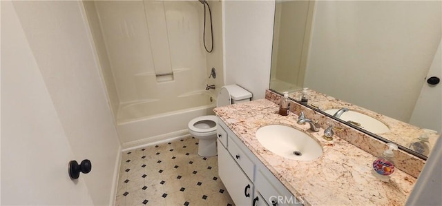 5580 Traffic Way Unit 3, Atascadero, CA 93422 - bathroom featuring toilet, vanity, washtub / shower combination, and baseboards