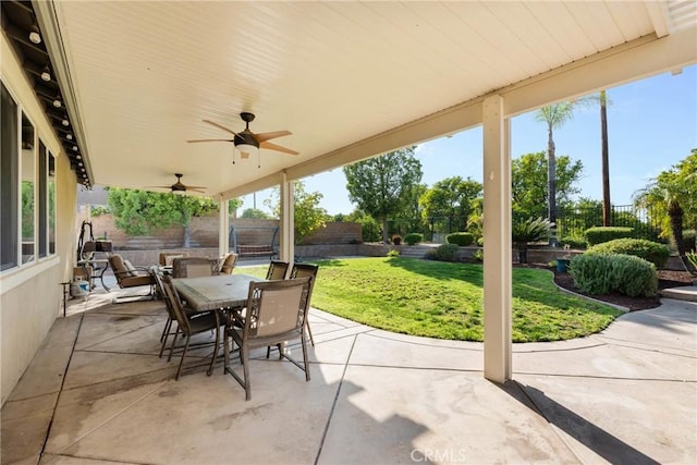 1137 Pamplona Dr, Riverside, CA 92508 - view of patio featuring outdoor dining space and a ceiling fan