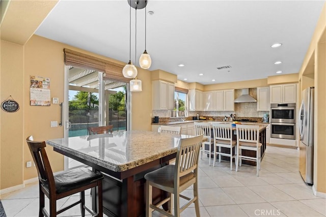 1137 Pamplona Dr, Riverside, CA 92508 - dining room featuring light tile patterned flooring, baseboards, and recessed lighting