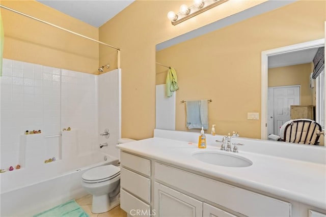 1137 Pamplona Dr, Riverside, CA 92508 - full bath featuring tub / shower combination, vanity, toilet, and tile patterned flooring