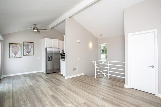 33772 Copper Lantern St Unit B, Dana Point, CA 92629 - unfurnished living room featuring a ceiling fan, light wood-style flooring, and baseboards