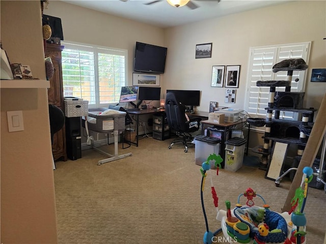 42036 Desert Sage Ave, Lancaster, CA 93536 - office area with a ceiling fan and carpet floors