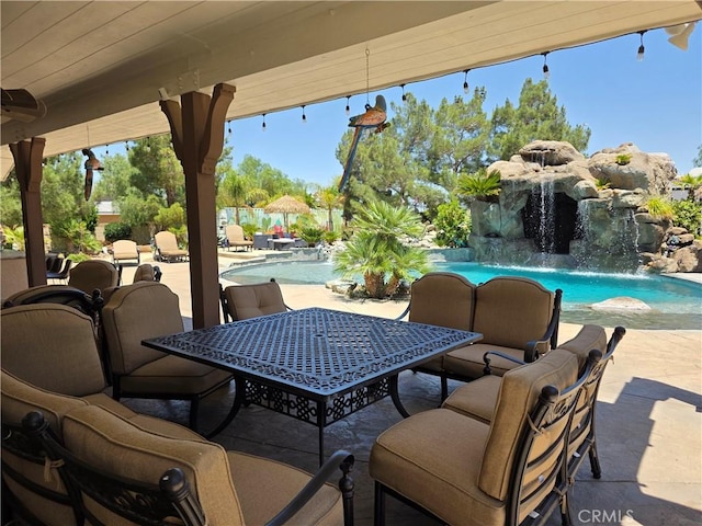 42036 Desert Sage Ave, Lancaster, CA 93536 - view of patio with an outdoor pool and outdoor dining space