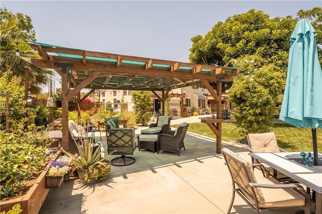 8340 Rosemary Dr, Riverside, CA 92508 - view of patio featuring outdoor dining area, a pergola, and an outdoor living space