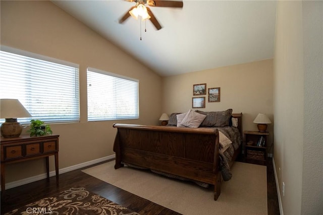 8340 Rosemary Dr, Riverside, CA 92508 - bedroom featuring vaulted ceiling, wood finished floors, baseboards, and a ceiling fan