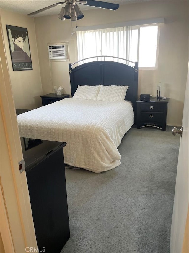 927 W 6th St, San Pedro, CA 90731 - bedroom with carpet, a wall mounted air conditioner, and ceiling fan