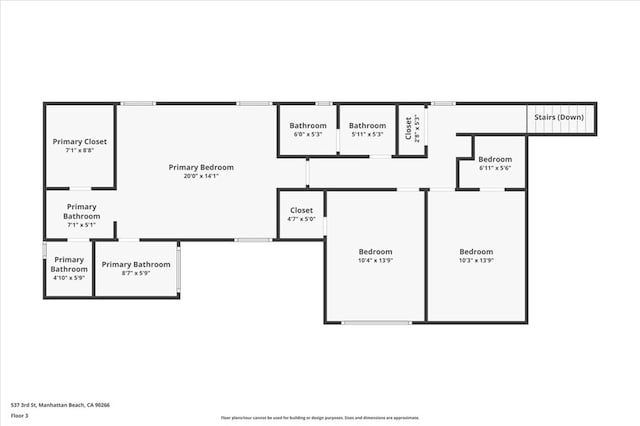 537 3rd St, Manhattan Beach, CA 90266 - view of floor plan / room layout