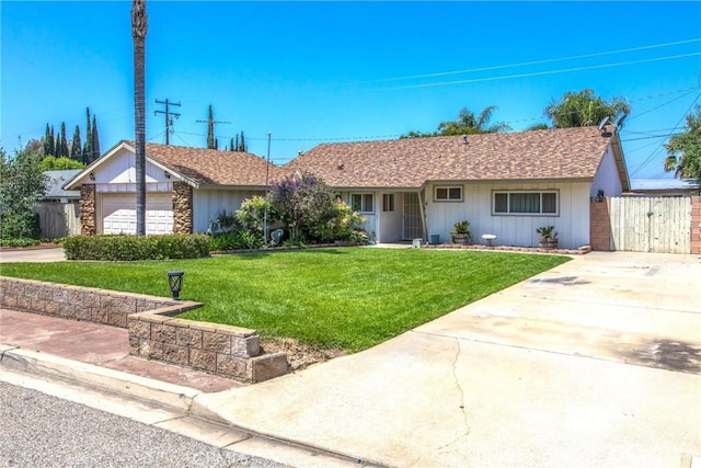 1210 3rd St, Calimesa, CA 92320 - ranch-style house with concrete driveway, a garage, and a gate