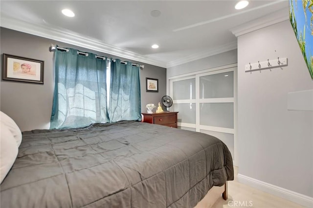 3879 Big Dalton Ave, Baldwin Park, CA 91706 - bedroom featuring ornamental molding, recessed lighting, and baseboards