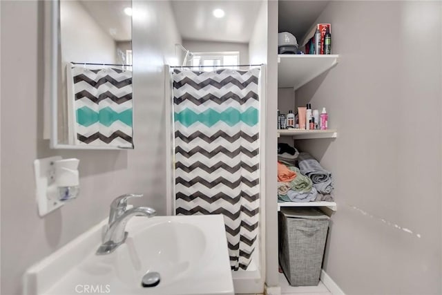 3879 Big Dalton Ave, Baldwin Park, CA 91706 - bathroom with a sink and a shower with curtain