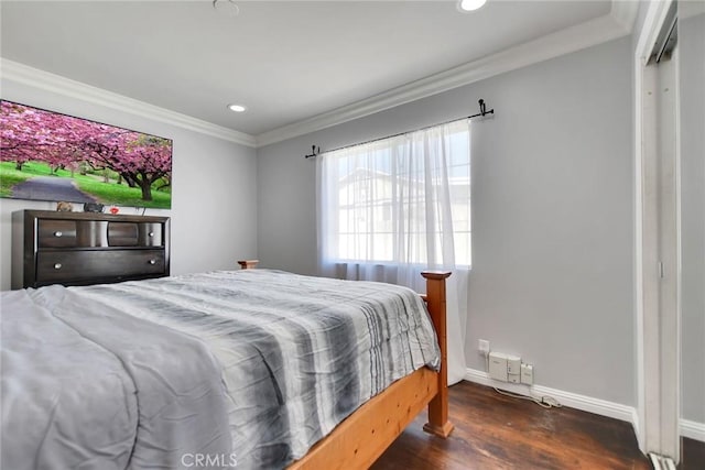 3879 Big Dalton Ave, Baldwin Park, CA 91706 - bedroom with wood finished floors, recessed lighting, ornamental molding, and baseboards