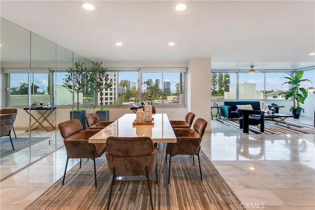 875 Comstock Ave Unit 4D, Los Angeles, CA 90024 - dining area featuring recessed lighting and marble finish flooring