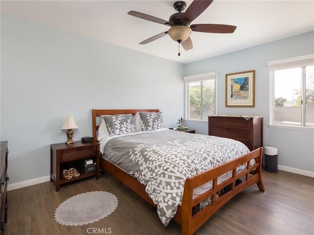 517 California, El Segundo, CA 90245 - bedroom with baseboards, wood finished floors, and a ceiling fan
