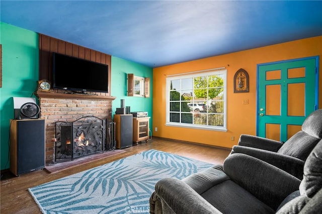 950 N Laurel Dr, Orange, CA 92867 - living room with a fireplace, wood finished floors, and baseboards