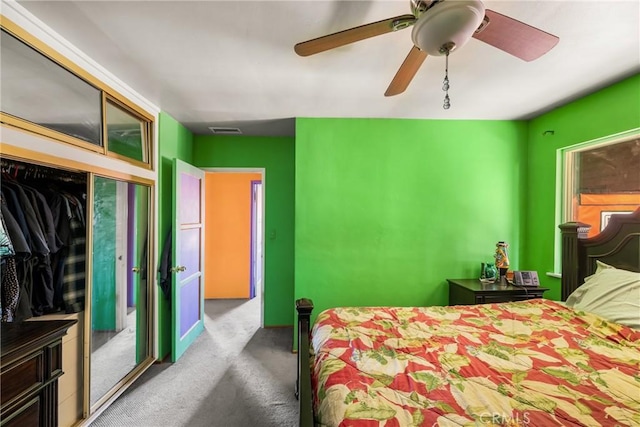 950 N Laurel Dr, Orange, CA 92867 - bedroom with carpet, a closet, and a ceiling fan