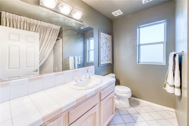 50806 Bramble Ln, Squaw Valley, CA 93675 - full bathroom featuring vanity, plenty of natural light, tile patterned flooring, and a shower with shower curtain