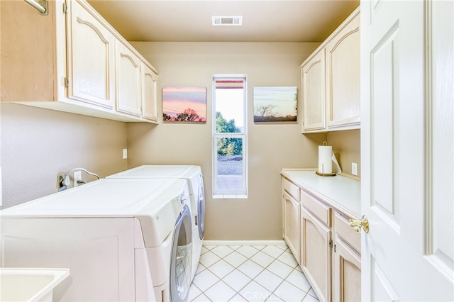 50806 Bramble Ln, Squaw Valley, CA 93675 - laundry area with cabinet space, separate washer and dryer, and light tile patterned floors