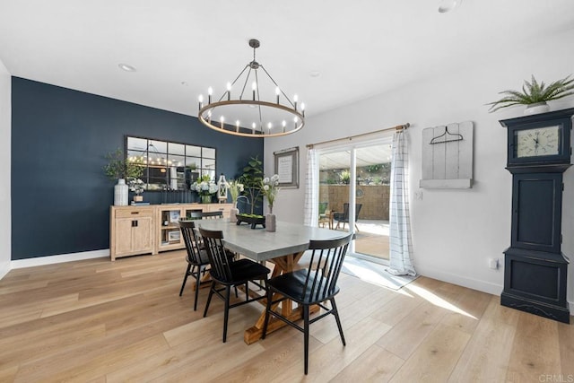 25444 Red Hawk Rd, Corona, CA 92883 - dining room featuring a chandelier, light wood-style floors, baseboards, and recessed lighting