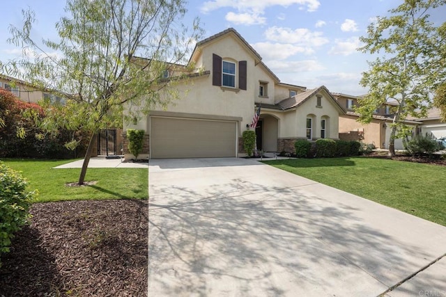 25444 Red Hawk Rd, Corona, CA 92883 - view of front facade with stucco siding, driveway, a front lawn, and a garage