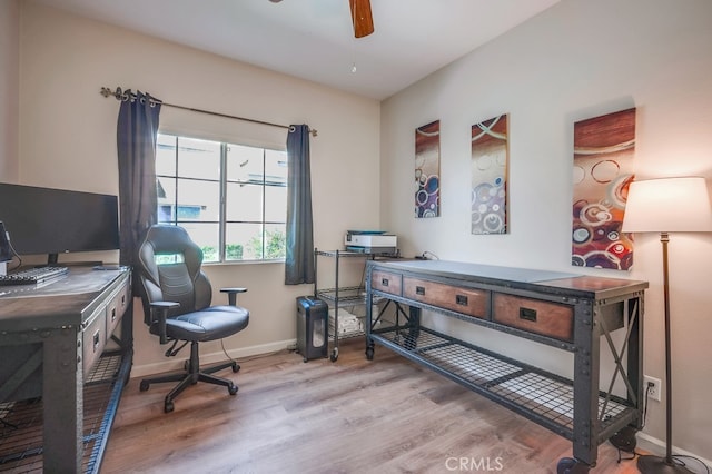 39723 Columbia Union Dr Unit A, Murrieta, CA 92563 - home office with wood finished floors, ceiling fan, and baseboards