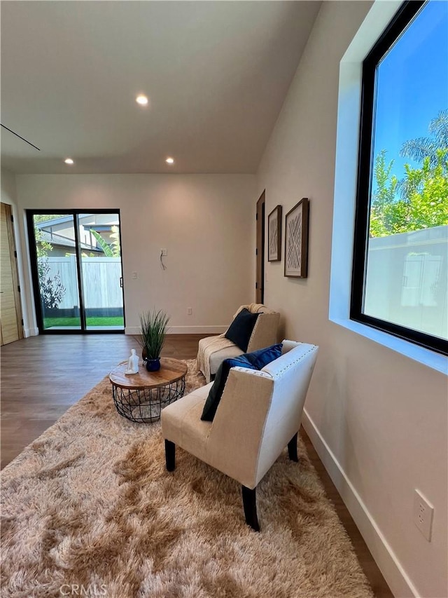 6829 Yolanda Ave, Reseda, CA 91335 - sitting room with baseboards, wood finished floors, and recessed lighting