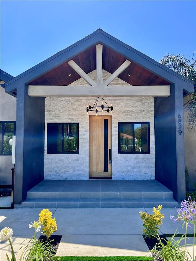6829 Yolanda Ave, Reseda, CA 91335 - entrance to property with covered porch and stone siding