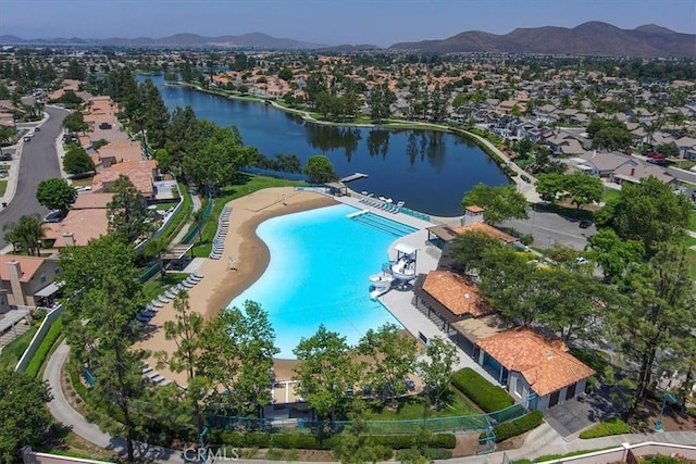 29870 Corte Cruzada, Menifee, CA 92584 - aerial perspective of suburban area featuring a water and mountain view and a pool