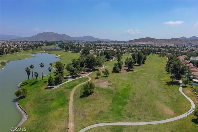 29870 Corte Cruzada, Menifee, CA 92584 - aerial perspective of suburban area featuring a water and mountain view and a golf club