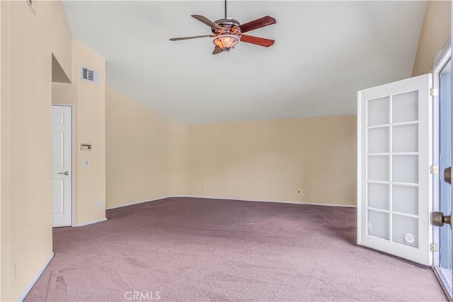 25455 Hardy Pl, Stevenson Ranch, CA 91381 - spare room with carpet floors, ceiling fan, baseboards, and lofted ceiling
