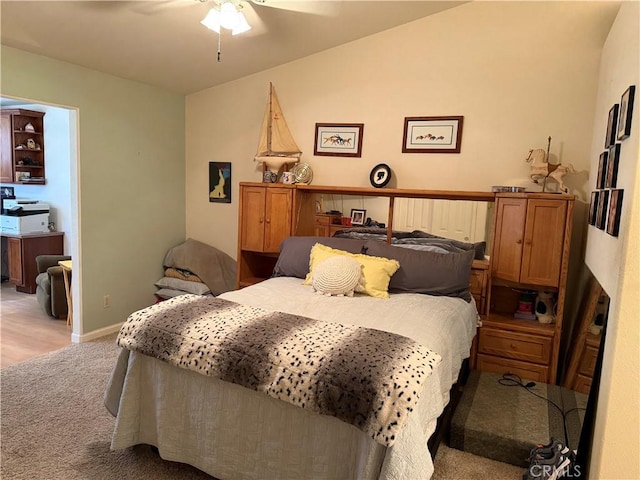 1438 Tumbleweed Ct, Oakdale, CA 95361 - bedroom with light colored carpet, ceiling fan, and baseboards